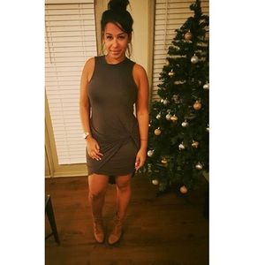 Olive side knot dress